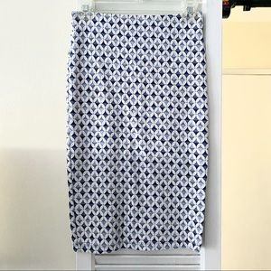 Zara Blue / White Patterned Bodycon Pencil Skirt